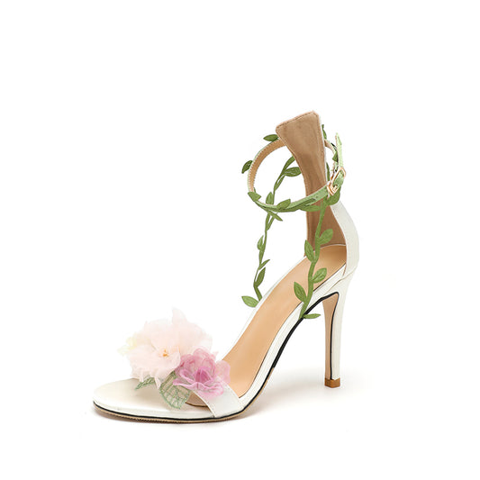 <tc>2024 White Flowers Summer Sandals Ankle Strap Sandals</tc>