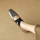 square toe chunky heel low heel cross strap ballet shoes