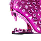 Pink Animal Tooth Design Rhinestone Pointed Toe Ankle Boots