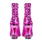 Pink Animal Tooth Design Rhinestone Pointed Toe Ankle Boots