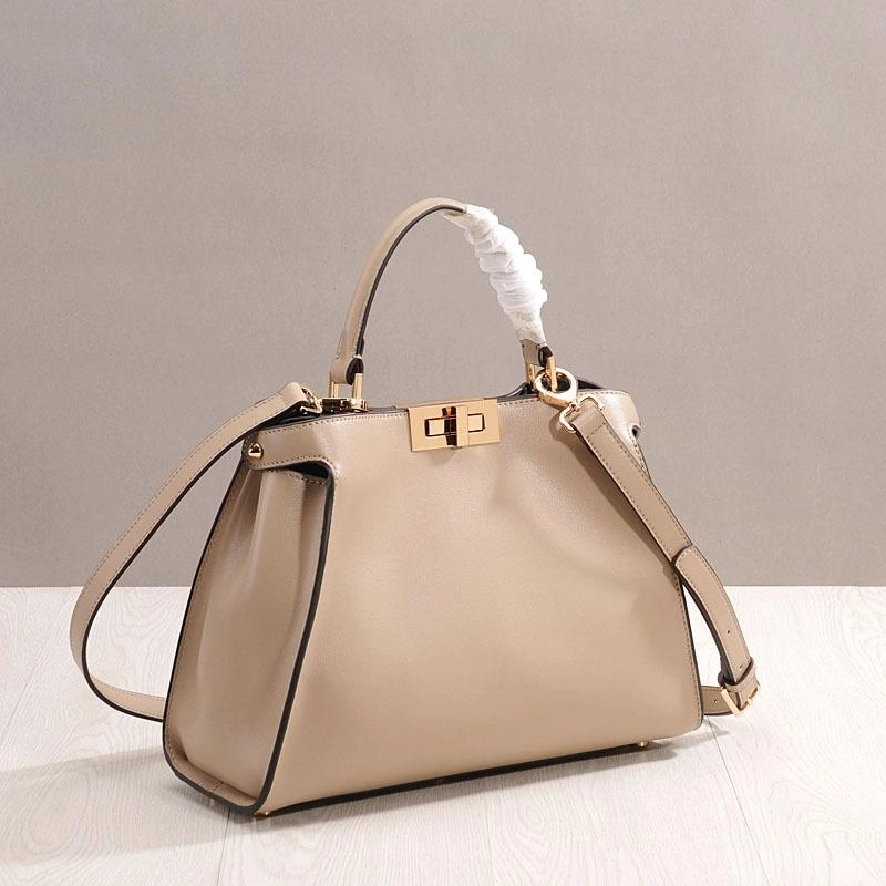 Anzu Leather Satchel Handbag with Metal Lock Bag