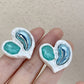 gradient cyan stud earrings beautiful heart earrings