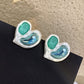 gradient cyan stud earrings beautiful heart earrings