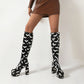 Black Butt Patent Leather Platform Chunky Heel Knee High Boots