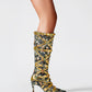 Rhinestone pointed-toe stiletto-heel knee-high boots