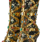 Rhinestone pointed-toe stiletto-heel knee-high boots