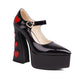 Blackheart Chunky Heel Point-Toe Platform Heel Mary Jane Pumps