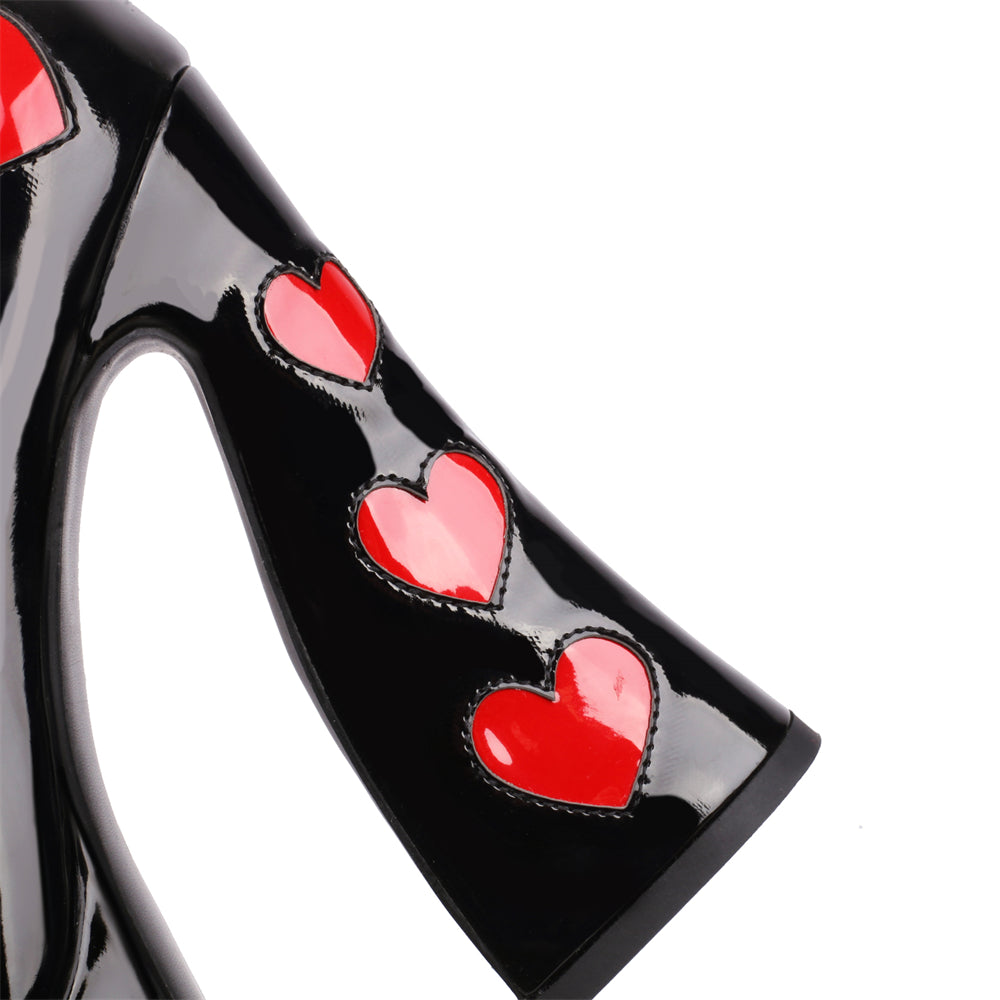 Blackheart Chunky Heel Point-Toe Platform Heel Mary Jane Pumps