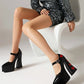 Blackheart Chunky Heel Point-Toe Platform Heel Mary Jane Pumps