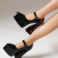 Blackheart Chunky Heel Point-Toe Platform Heel Mary Jane Pumps