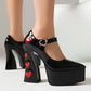 Blackheart Chunky Heel Point-Toe Platform Heel Mary Jane Pumps