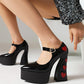 Blackheart Chunky Heel Point-Toe Platform Heel Mary Jane Pumps