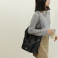 Black Leather Quilted Chain Shoulder Tote Bag Mini Wallet