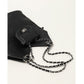 Black Leather Quilted Chain Shoulder Tote Bag Mini Wallet