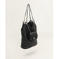 Black Leather Quilted Chain Shoulder Tote Bag Mini Wallet