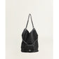 Black Leather Quilted Chain Shoulder Tote Bag Mini Wallet