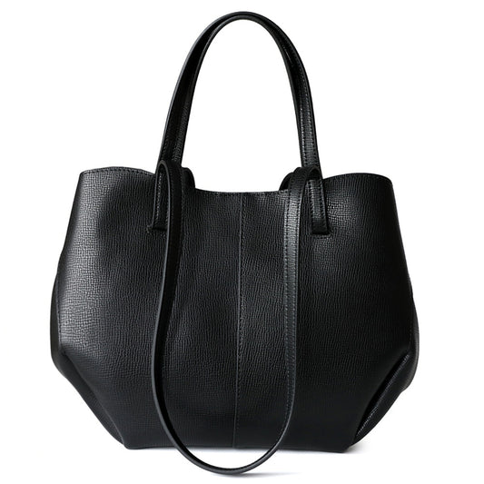 <tc>Black Leather Work Shoulder Bag Tote Handbags</tc>