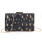 Black Leopard Print Sequence Beaded Clutch Evening Bag