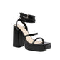 Black open toe platform heel strap sandals