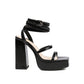 Black open toe platform heel strap sandals