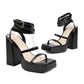 Black open toe platform heel strap sandals