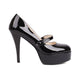 Black Patent Leather Almond Toe Stiletto Heel Mary Jane Pumps