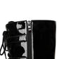 Black Patent Leather Buckle Lace Up Platform Boots Stiletto Heel Knee High Booties