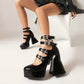 Black Buckle Platform Heel Mailliger Shoes