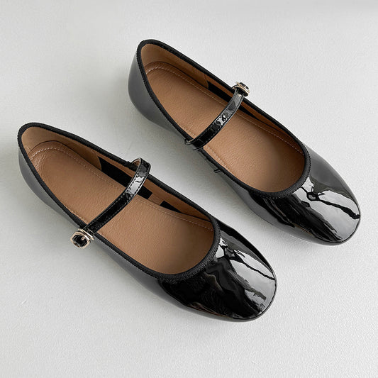 <tc>Black Flat Round Toe Mary Jane Shoes Ballet Flats</tc>