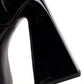 <tc>Black Patent Leather Square Toe Block Heel Buckles Lace up Platform Ankle Boots</tc>