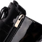 <tc>Black Patent Leather Square Toe Block Heel Buckles Lace up Platform Ankle Boots</tc>