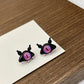 Black Pink Little Monster Earring Stud Unique Devil Design Earring Set