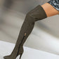 Gray Pointed Toe Stiletto Heel Fashion Thigh High Boots