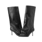 Black Pointed Toe Stiletto Heel Knee High Boots Popular Long Boots