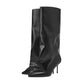 Black Pointed Toe Stiletto Heel Knee High Boots Popular Long Boots