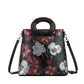 <tc>Black and Red Retro Flowers Embossed Leather Tote Bags</tc>