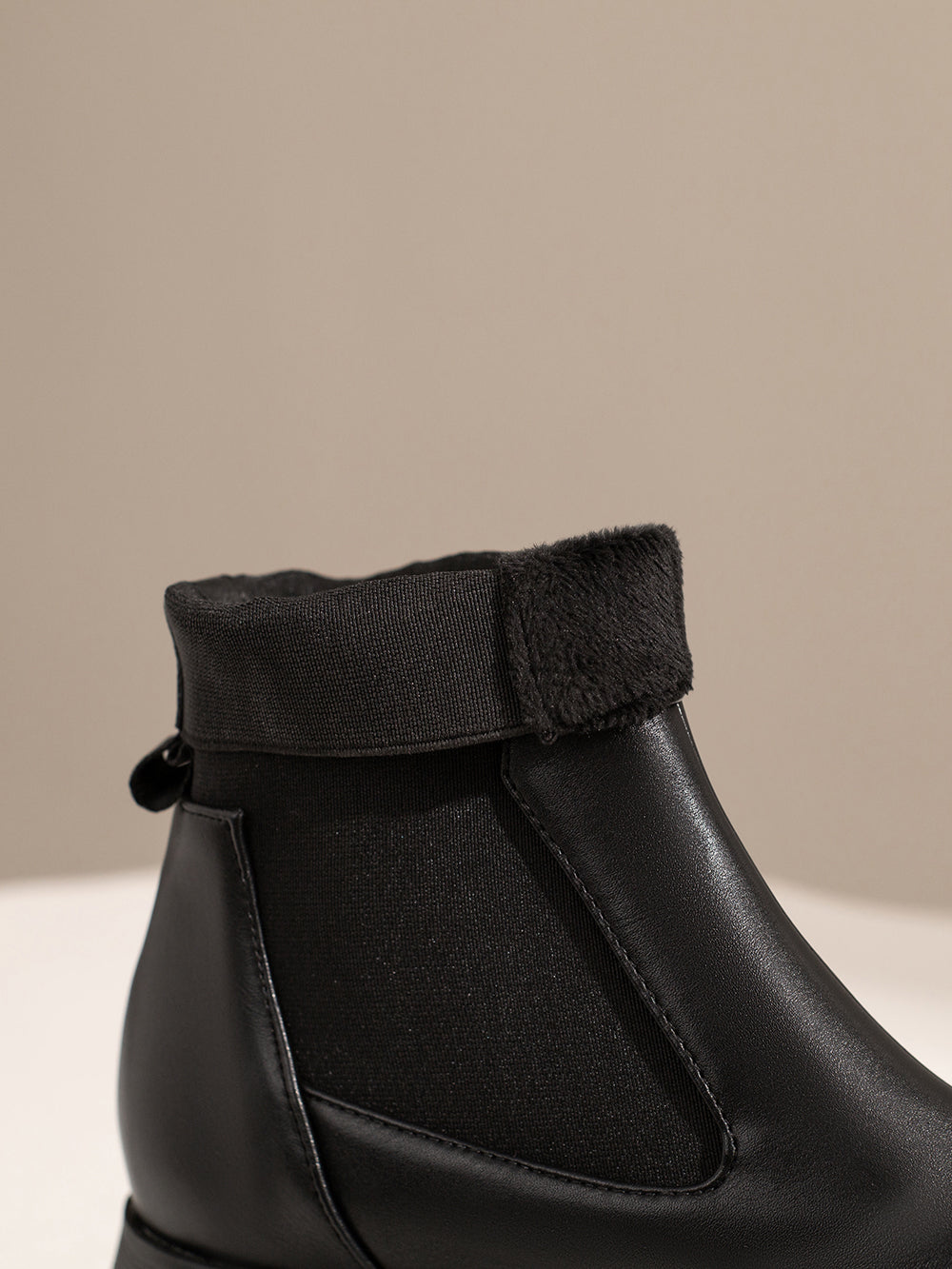 <tc>Black Vegan Leather Flatfrom Ankle Boots Thick Bottom Chelsea Boots</tc>