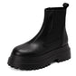 <tc>Black Vegan Leather Flatfrom Ankle Boots Thick Bottom Chelsea Boots</tc>