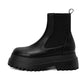 <tc>Black Vegan Leather Flatfrom Ankle Boots Thick Bottom Chelsea Boots</tc>