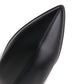 Black Vegan Leather Pointed Toe Stiletto Heel Platform Knee-High Boots