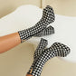 Black x White Plaid Popular Platform Boots Square Toe Ankle Boots