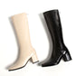 <tc>Block Chunky Heel Ladies Square Toe Knee High Boots with Back Zipper</tc>