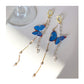 blue butterfly long tassel earrings