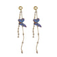 blue butterfly long tassel earrings