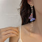 blue butterfly long tassel earrings