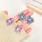 blue crystal clear flower earrings