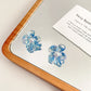 blue crystal clear flower earrings