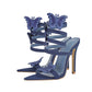 <tc>Blue Denim Butterfly Stiletto Heel Strappy Sandals</tc>