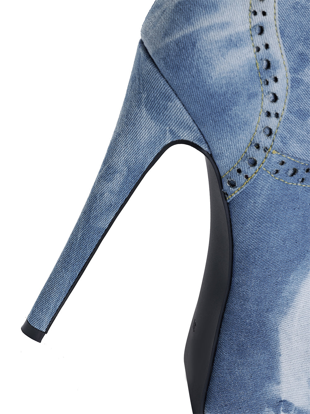 Blue Denim Platform Heel Stiletto Knee-High Boots