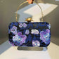 Blue Embroidered Party Clutch Handbag